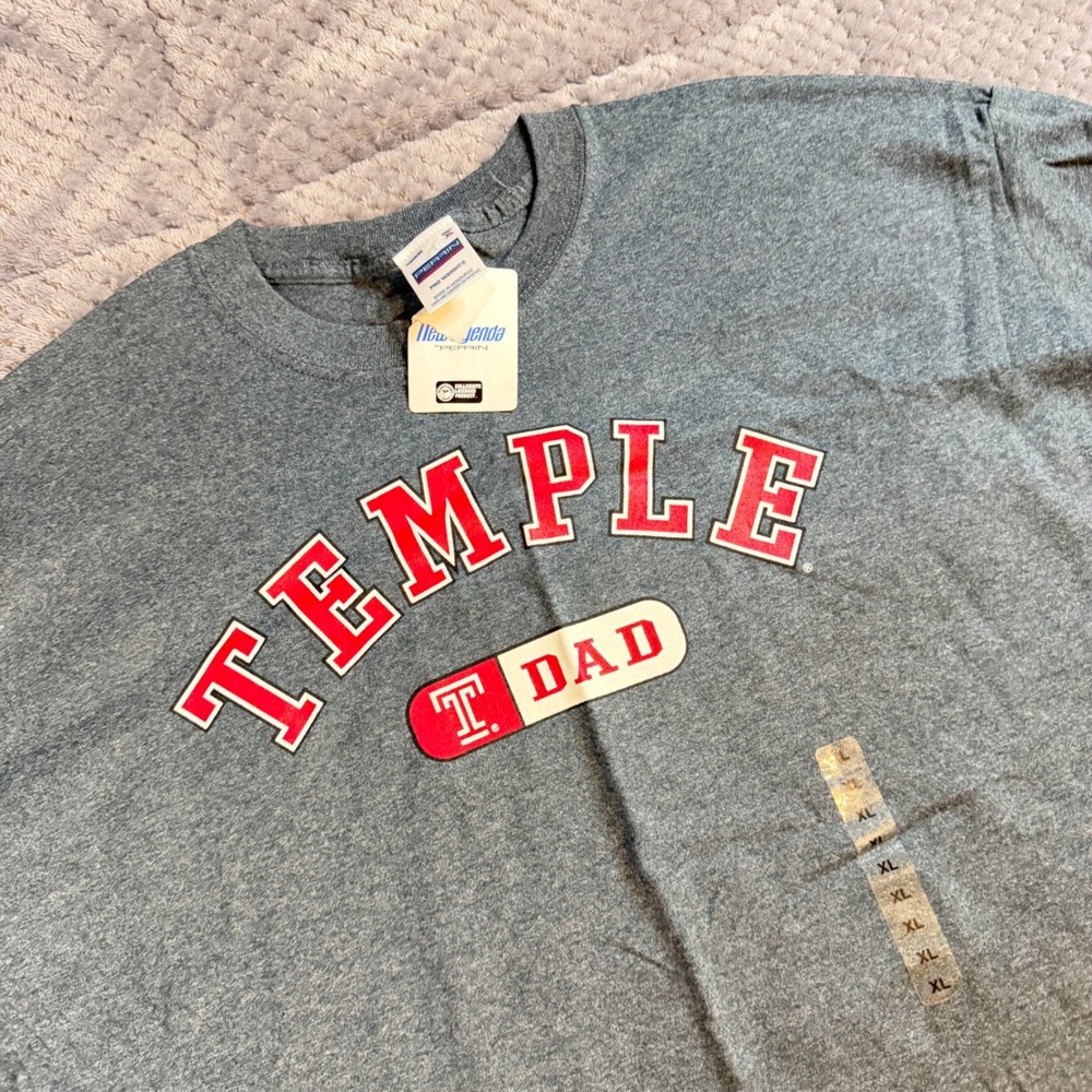 Perrin Temple University Dad T-Shirt Mens XL Gray Short Sleeve Collegiate NWT